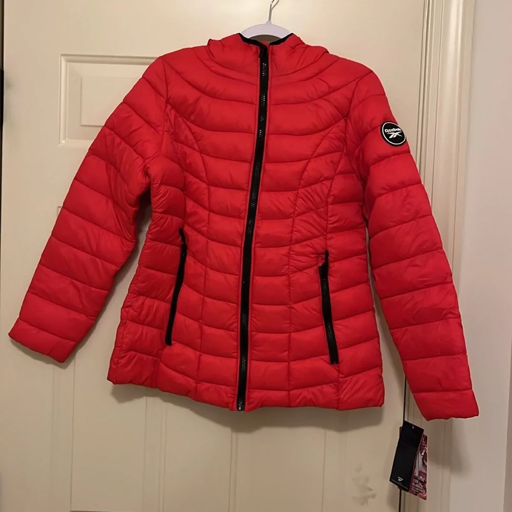Reebok Womens Quilted Glacier Shield Red Jacket With Hood/NWT/M - Picture 12 of 14